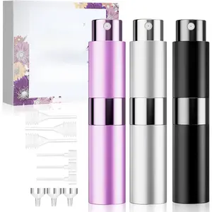Travel Perfume Bottle Refillable, Mini Cologne Travel Size Bottle, Empty Perfume Atomizer, Portable Atomizer Sprayer Dispenser with 3 Sets of Filling Tools (8ml, 3 Pack)