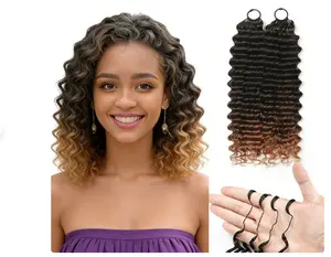 MORGENSTAR  100% Human Hair Deep Wave Feather Crochet Human Hair  | 1B/30 Ombre Brown 16-24 Inch   Invisi  Pre-Looped No Weft Lightweight Beginner Friendly  No Glue  oft