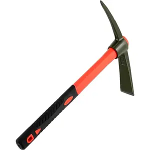 15 Inch Pick Mattock Hoe, Forged Pick Axe with Fiberglass Long Handle Tool for Digging,, Camping, Prospecting, Construction Work