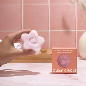 Clean Circle - Cherry Blossom Konjac Facial Sponge | Sensitive Skin | Face Exfoliant | Natural | Zero Waste | Gentle Skin | Skincare Delicate