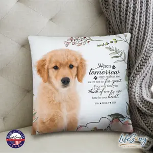 Personalized Pet Loss Pillow Gifts for Pet Lovers Dog Memorial Cat Loss Gift Pet Memorial Home Decor Gifts Dog Lover Cat Lover | When Tomorrow Starts