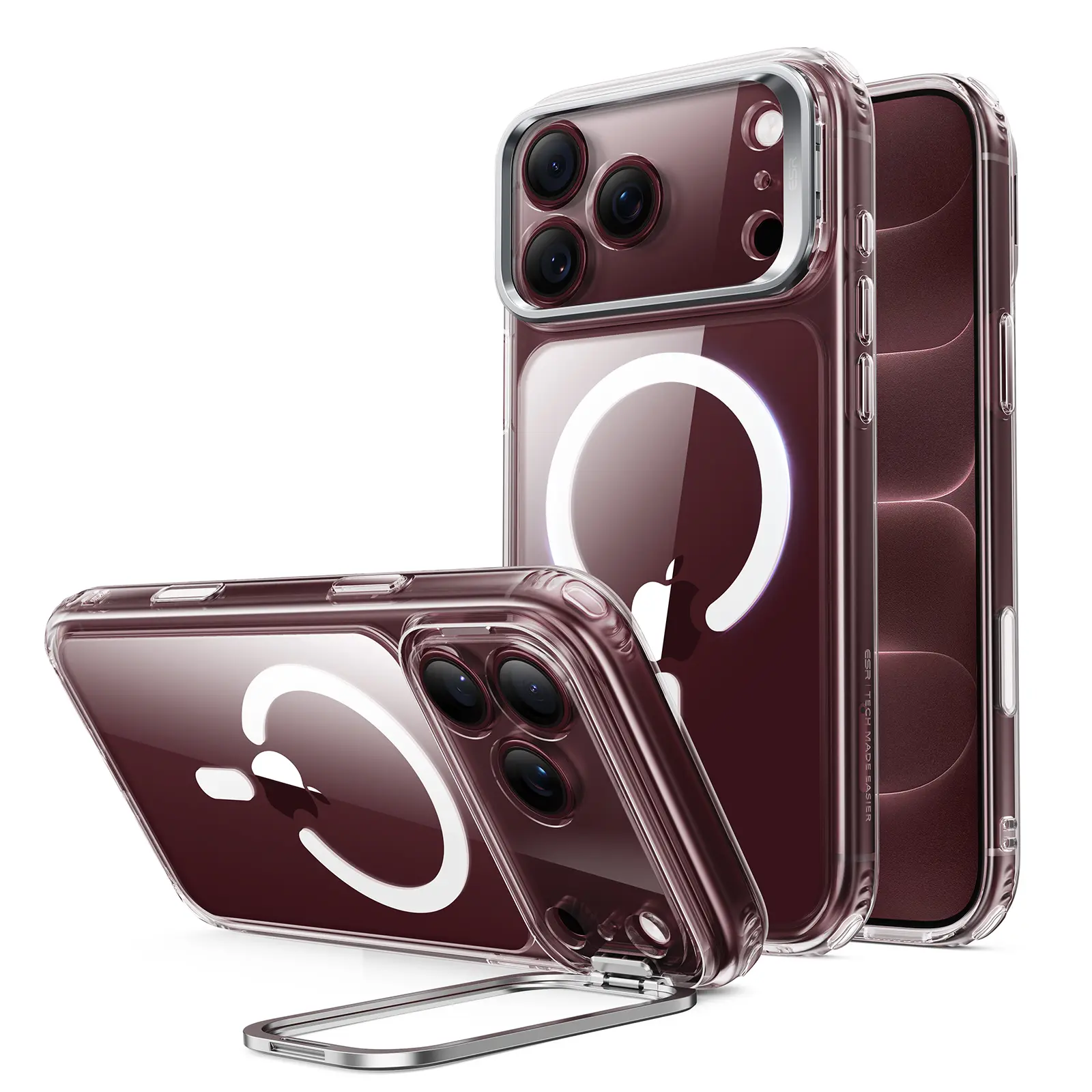 ESR Classic Series Metal Magnetic Phone Case for iPhone 18/17/16/15 Pro Max/Pro/Plus, MagSafe Accessories with Built-in Camera Ring Stand, Heavy Duty Military-Grade Protection, Durable Zinc Alloy Casing, Shockproof & Scratch Resistant Cover
