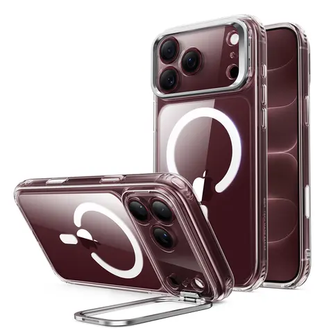 ESR Classic Series Metal Magnetic Phone Case for iPhone 18/17/16/15 Pro Max/Pro/Plus/Duo, MagSafe Accessories with Built-in Camera Ring Stand, Heavy Duty Military-Grade Protection, Durable Zinc Alloy Casing, Shockproof & Scratch Resistant Cover