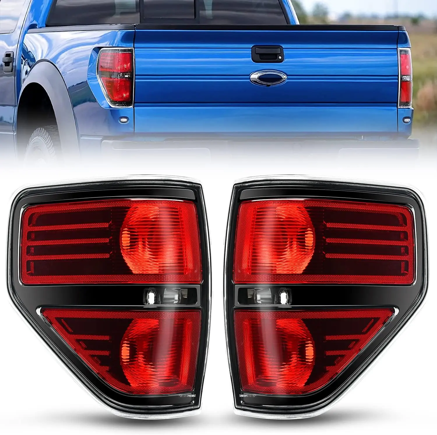Nilight OE-Style Red LED Tail Lights Lighting Assemblies & Components - Shockproof Pair Set, Car Accessories with Blinker Lights, Driver & Passenger Side Rear Lamp Replacement for 2009-2014 Ford F-150 Pickup Truck, High-Impact Housing