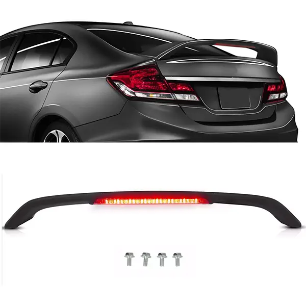 Matte Black Rear Trunk Spoiler Wing w/LED For Honda Civic Sedan 2012-2015 2013