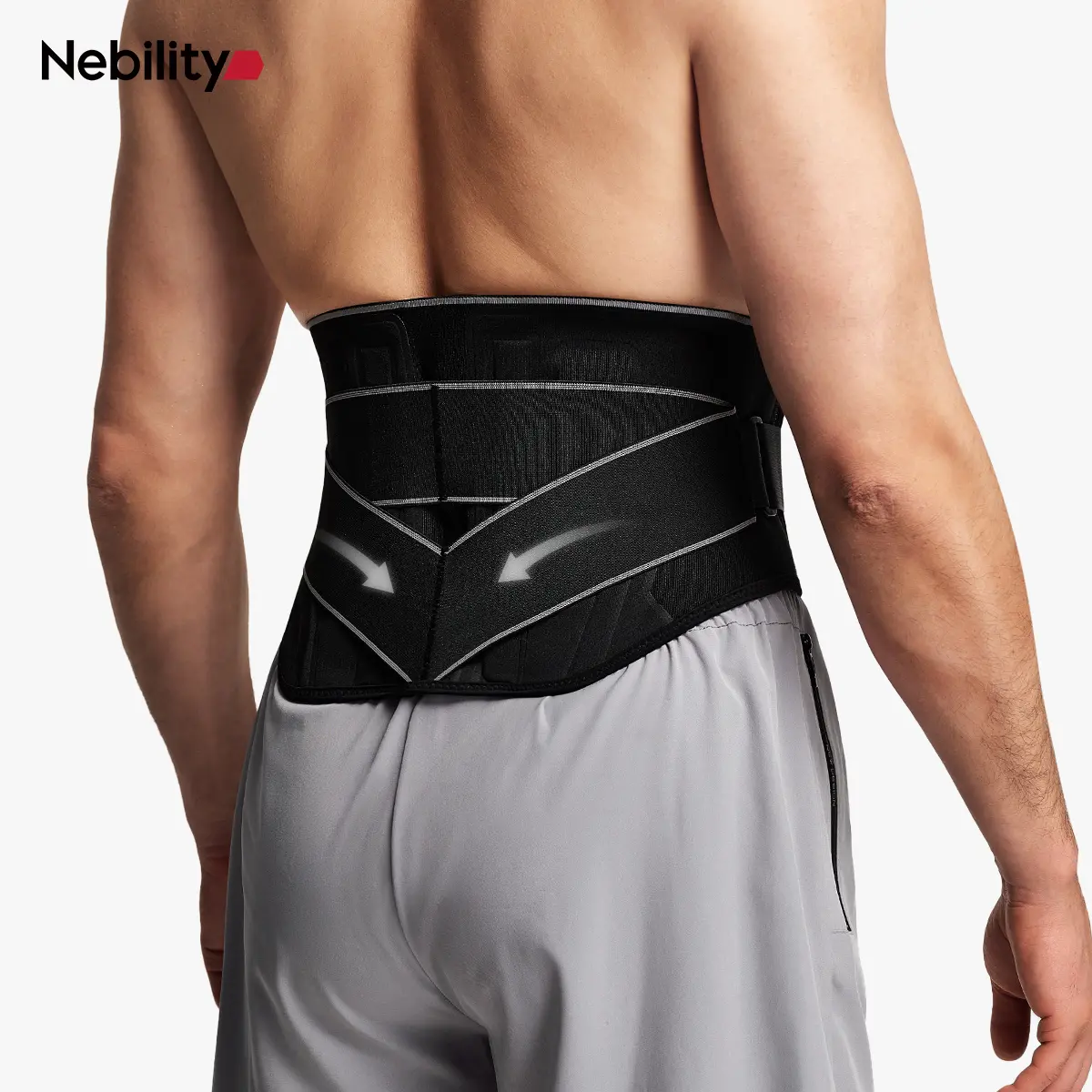 【New Arrival】Nebility Men’s Adjustable Lumbar Support Belt, Back Brace for Men with Four Steel Bones, Dual Velcro Waist Support for Gym, Workout & Daily Wear