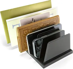 7-Compartment Desk Organizer & Charging Station 7-Compartment – Mail Sorter & Device Holder for iPhone, iPad, Tablets & Phones, Multi-Slot Office Organizer