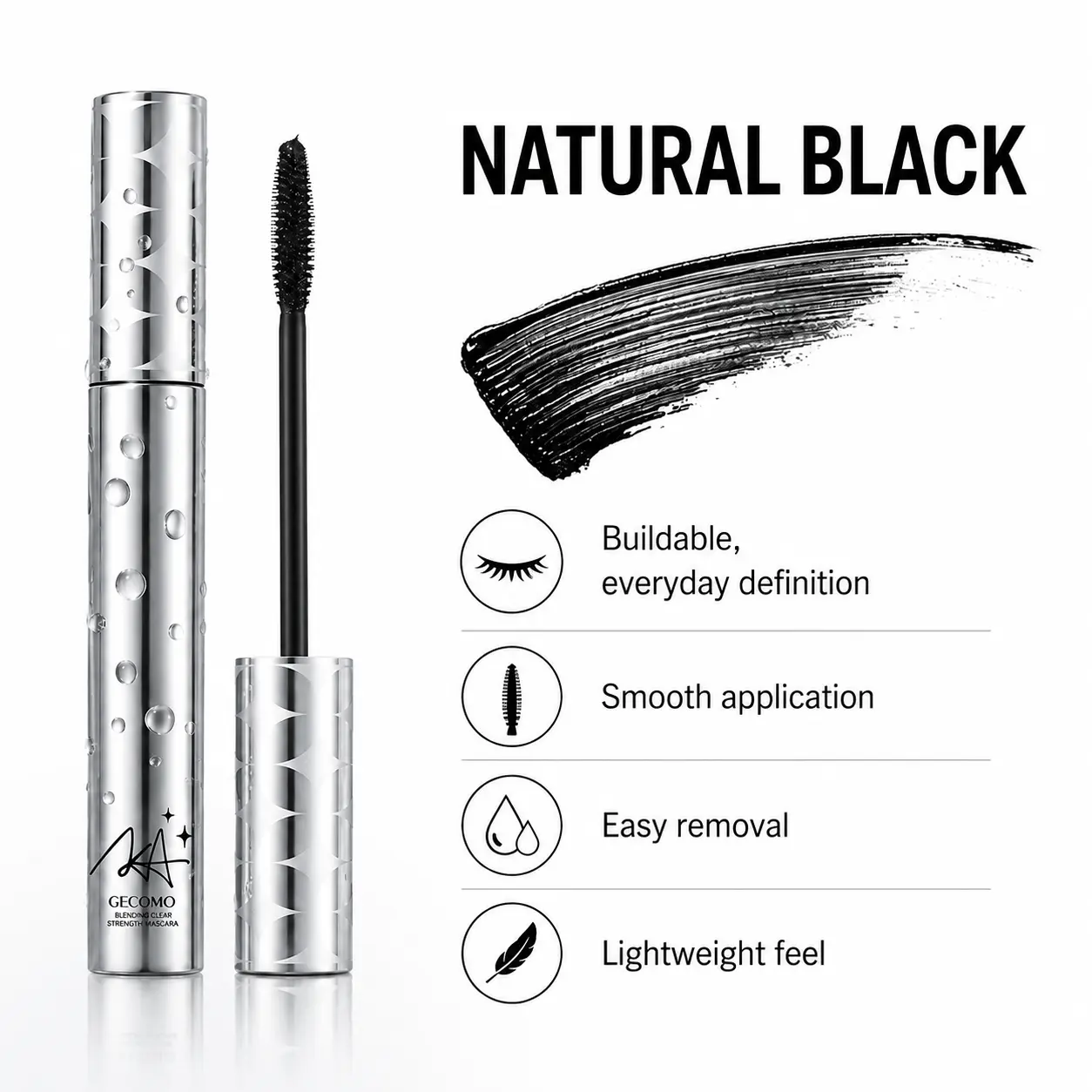 Bottom Mascara Waterproof Tubing Mascara, Lengthening & Volumizing Natural Curl Lash Mascara, Clump-Free Smudge-Resistant Lightweight Black Formula for Defined, Fluffy Lashes Makeup Cosmetic,for Long-Lasting 24-Hour Thick & Well-Defined Lashes cow