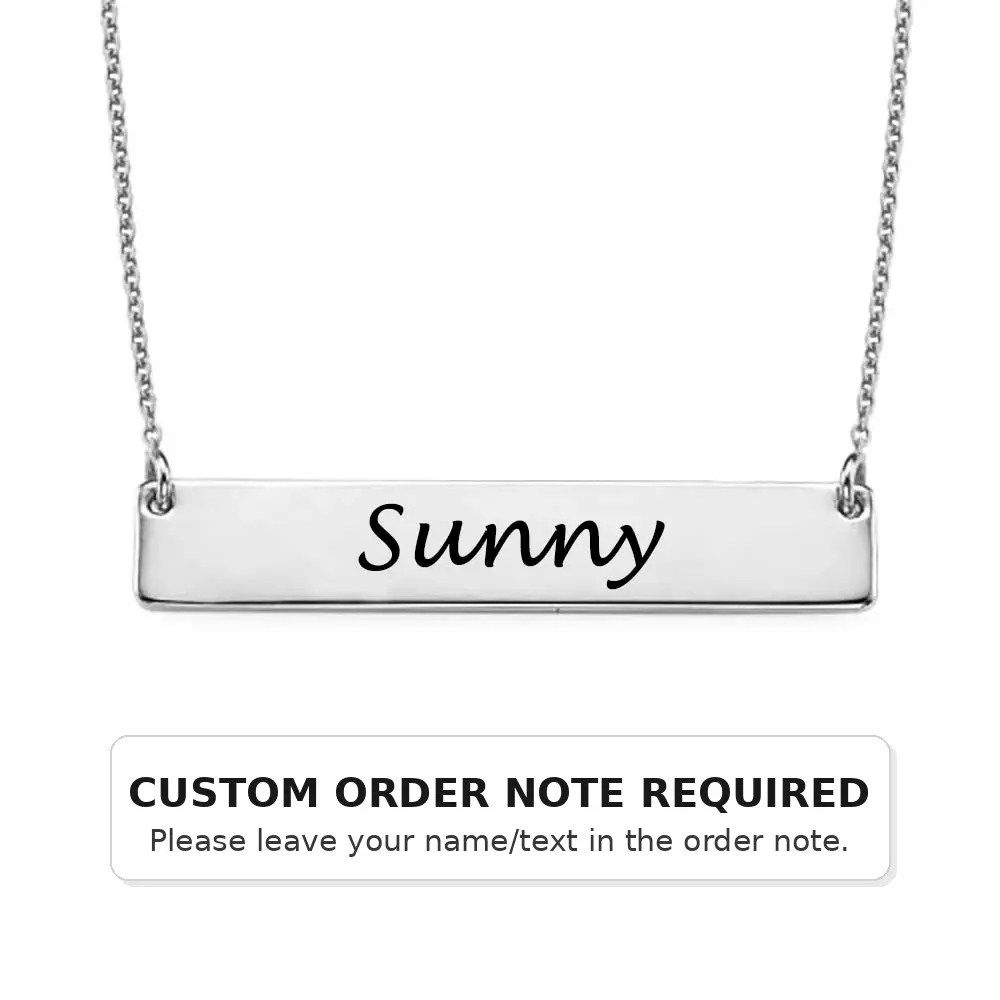 Custom Name Bar Necklace, Personalized Engraved Pendant Necklace with 4 Color Options, Minimalist Jewelry Gift for Women Girls, Birthday Mother’s Day Gift