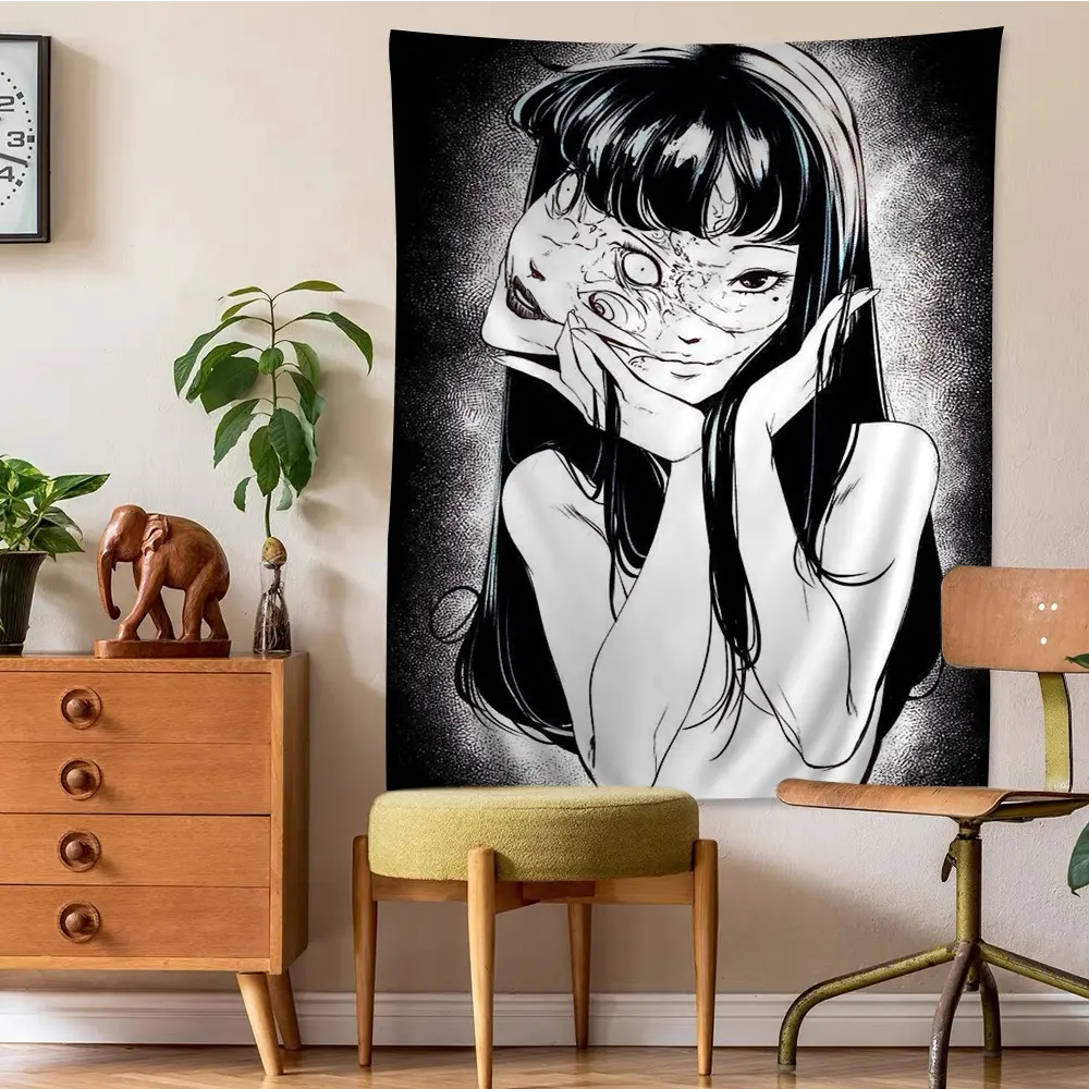 60in x 40in  home decor banner Junji Ito Hanging Bohemian Tapestry Hanging Tarot Hippie Wall Rugs Dorm Home Decor funny hanging poster fan bedroom living room gift Decoration