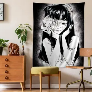 60in x 40in  home decor banner Junji Ito Hanging Bohemian Tapestry Hanging Tarot Hippie Wall Rugs Dorm Home Decor funny hanging poster fan bedroom living room gift