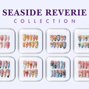 [BUY 3 GET 1 FREE] SEASIDE REVERIE Collection - Handmade Press-On Nails | Reusable, Salon-Quality, Long-Lasting, Glossy Design