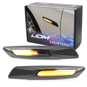 iJDMTOY F10 Style Large Piano Black Finish Amber Full LED Sequential Blink Fender Turn Signal Side Marker Light Kit For BMW 1 3 5 Series X1