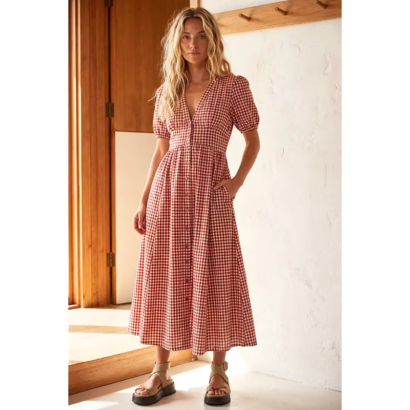 white christmas dresses Emmaretta Gingham Midi Dress – Petite Chérie