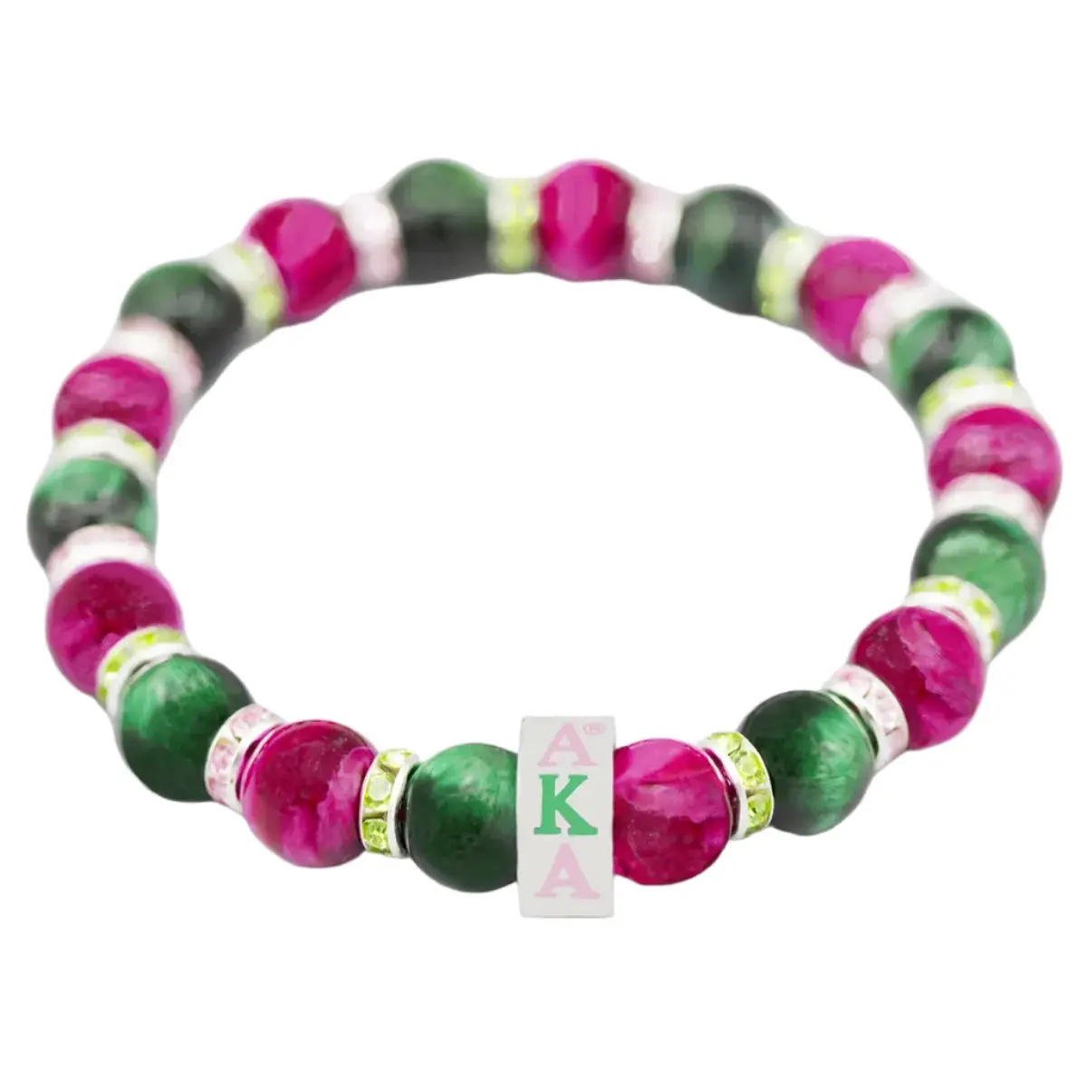 Alpha Kappa Alpha Natural Stone Beaded Bracelet Tiger Eye stones