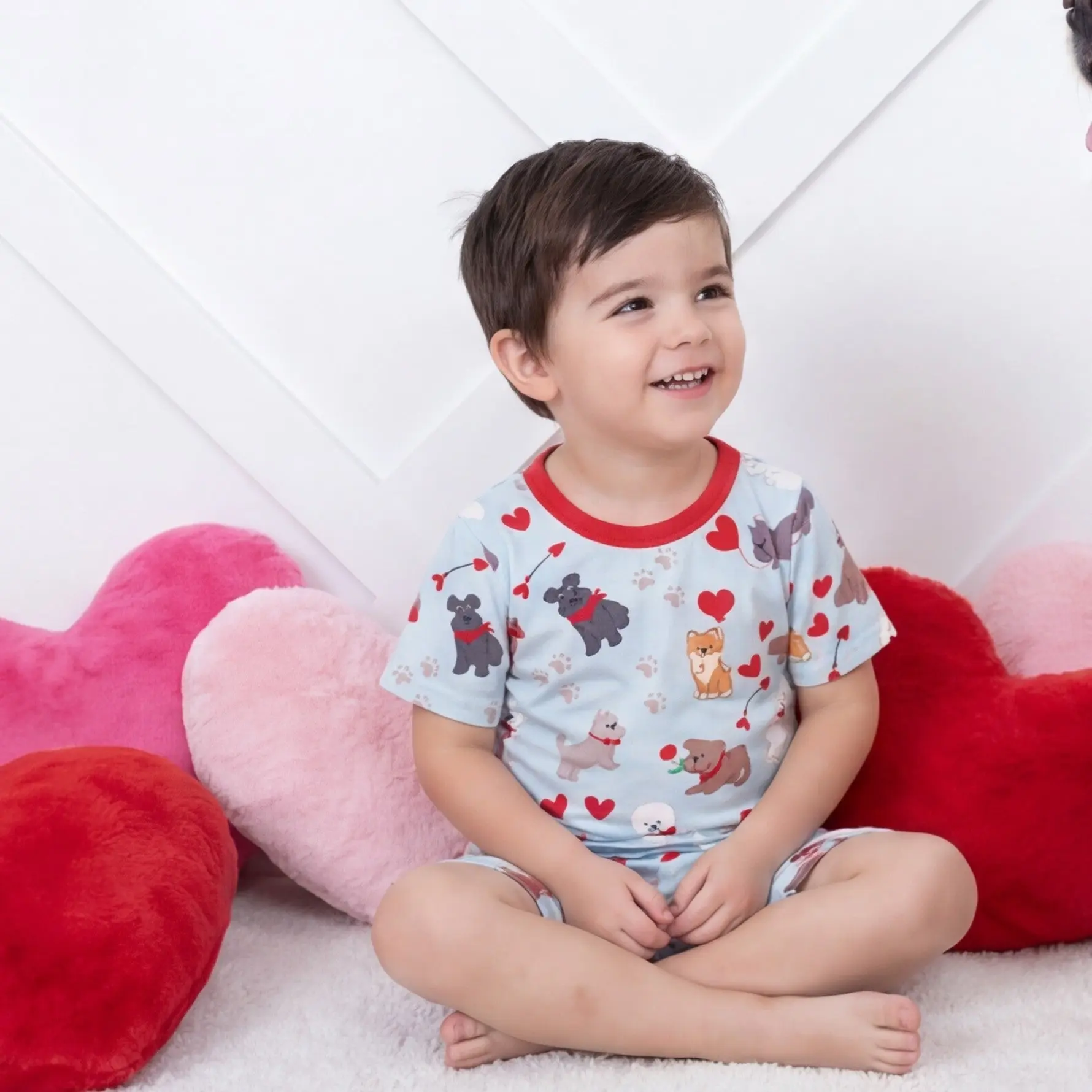 Bestaroo Puppy Love Kids Bamboo Pajama Set – Short Sleeve & Shorts PJs, Soft Breathable 93% Bamboo Fabric, Snug Fit Sleepwear for Toddlers & Kids