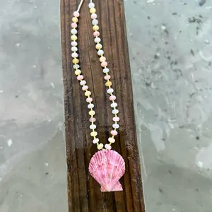 Scallop Pink Shell Beaded Necklace, Handmade in Jupiter,FL!