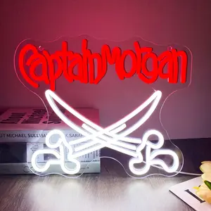Captain Morgan Neon Sign for Wall Decor Beer Neon Signs for Man Cave Decor Neon Beer Sign for Bedroom Led Beer Sign for Home Bar Shop Pub Decor Birthday Gift Neon Lights
