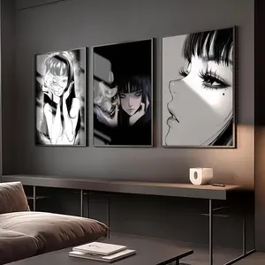 PIKPAPK Japan Classice Anime Cool Black K-Kawakami T-Tomie Painting Calligraphy Eco-Friendly Waterproof Cotton Canvas,Scratch-resistant Oil Painting Canvas, Perfect For Living Rooms,Bedrooms,Kitchens, And Cafes – Ideal For Holiday And Party Gifts
