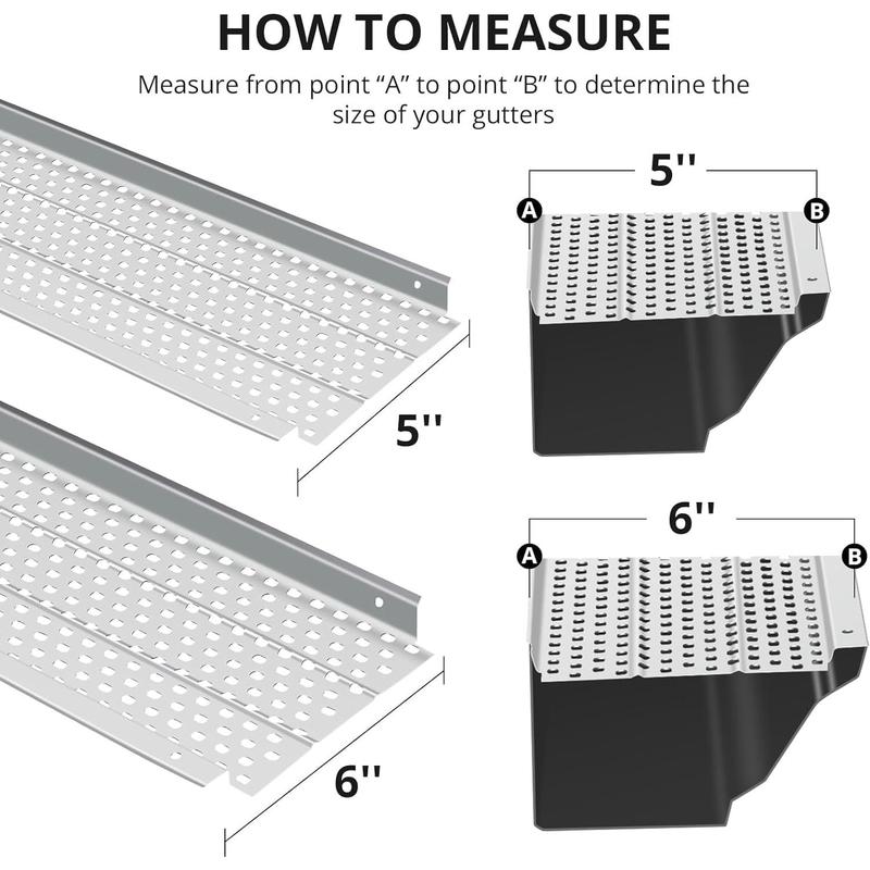 GARVEE Gutter Guard 5 inch 104Ft, Rain Gutter Guard, Aluminum Mesh Heavy Duty, Leaf Filter Guards for Gutters Debris Protection for Roof Gutter, Easy to Install