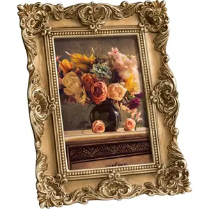 5x7  Picture Frame with Real Glass Cover, Ornate Antique Photo Frame, Display 5x7 Picture for Tabletop or Wall Hanging Horizontal & Vertical,   Decor for Gallery Art