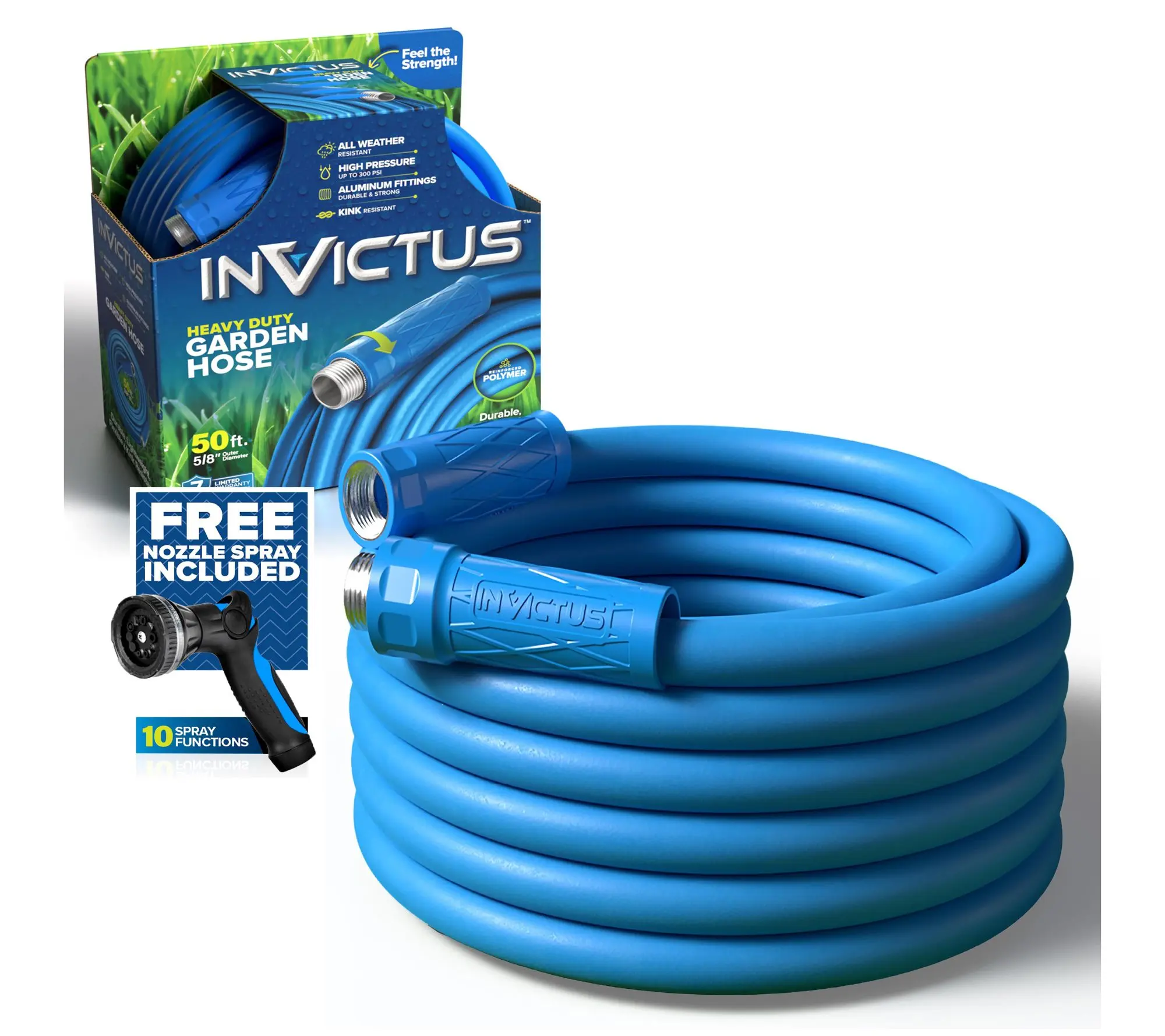 Invictus Heavy Duty 50' Lightweight Garden Hosewith Nozzle Invictus Heavy Duty 50' Lightweight Garden Hosewith Nozzle