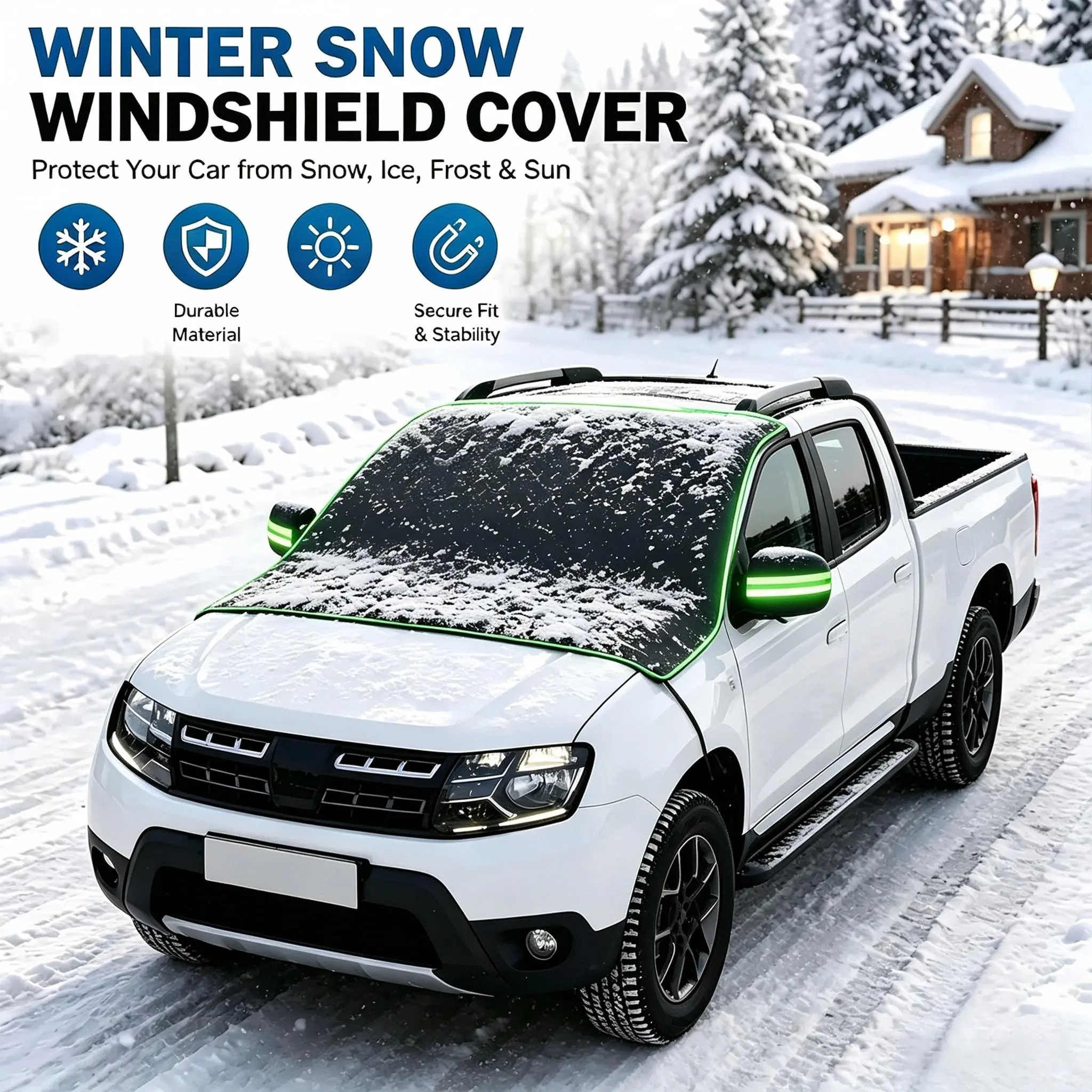 2026 Oxford Cloth Car Windshield Snow Cover (48"X64"), All-Season Automotive Windshield Snow and Sun Protection Cover, Waterproof, Windproof and UV Resistant, Suitable for Car, SUV and Truck - Car Accessories!