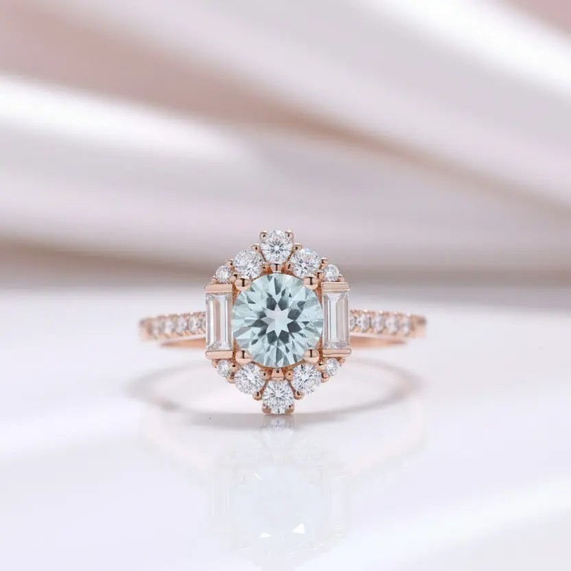 Aquamarine Birth Stone Engagement Ring