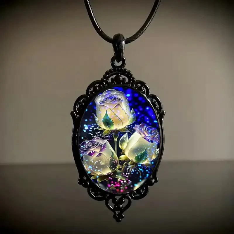 Vintage Bohemian Rose Flower Pendant Necklaces for Women Fashion Jewelry