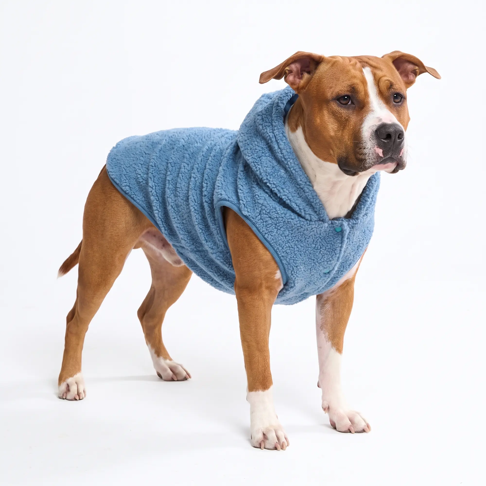 Spark Paws Sherpa Fleece Dog Jacket - Dog Winter Coat for Small Large Dogs | Two layers of brushed pile for freezing walks, buttons on in seconds, harness hole, cut for broad chests, S to 4XL