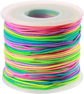 Elastic String for Bracelets, 1mm Sturdy Stretchy String Rainbow Elastic Cord for Jewelry Making, Beading Necklaces and Crafts