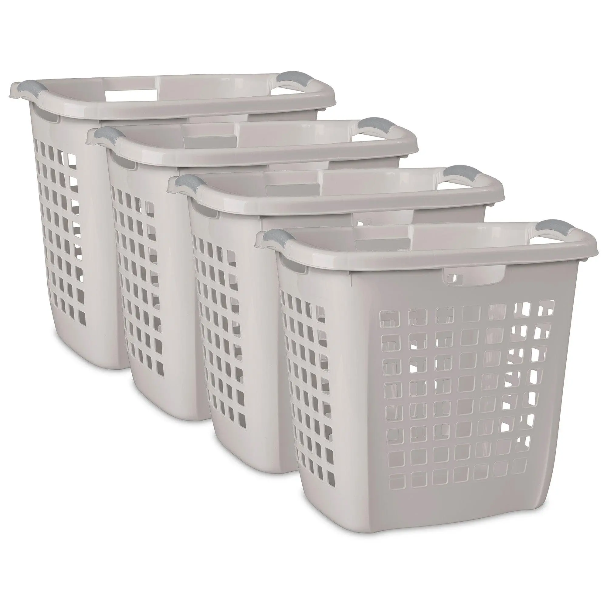 Sterilite Ultra Easy Carry Plastic Laundry Basket, 2.1 Bushel, Grey, 4 Pack
