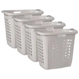 Sterilite Ultra Easy Carry Plastic Laundry Basket, 2.1 Bushel, Grey, 4 Pack