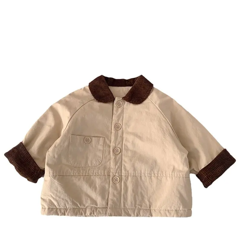 Boys' Korean Basic Puffer Jacket, Thick Plain Cotton-Padded Long Sleeve Winter Outerwear with Button Front, Kids' Outerwear