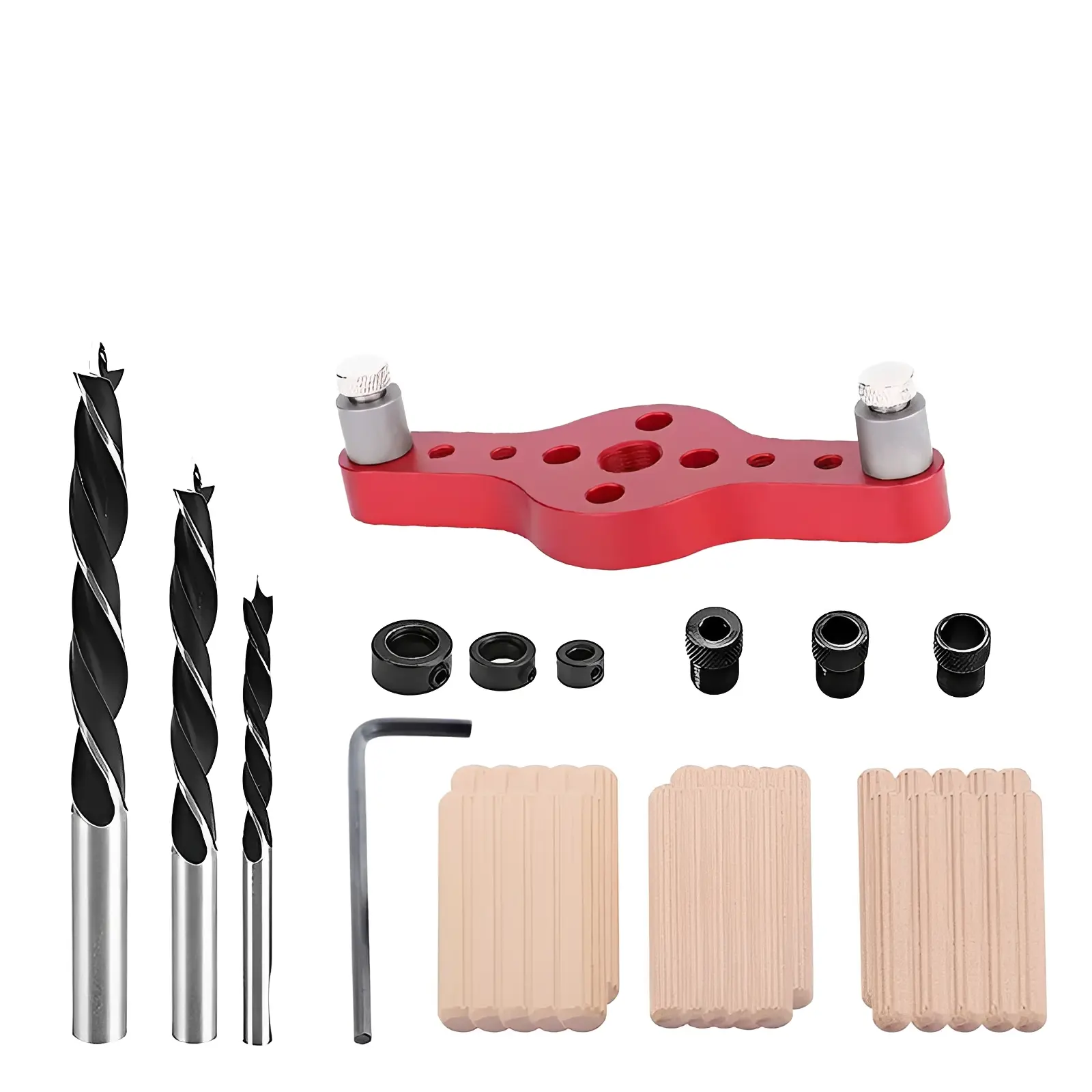 Premium Metal Drill Hole Guide Jig Drill Bit Kit - Anti-Corrosive Paint, Lightweight Design, Multiple Drilling Positions, 3 Fixing Screws Included Accessories, Ideal for Woodworking DIY Projects