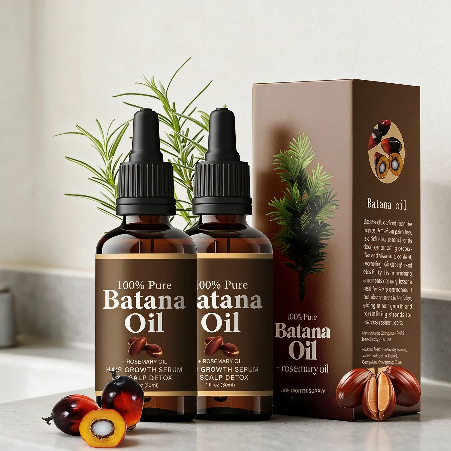Rosemary Hair Growth Serum with Vitamin E - Scalp Nourishing Treatment for Thicker, Fuller Hair in 3 Simple Steps