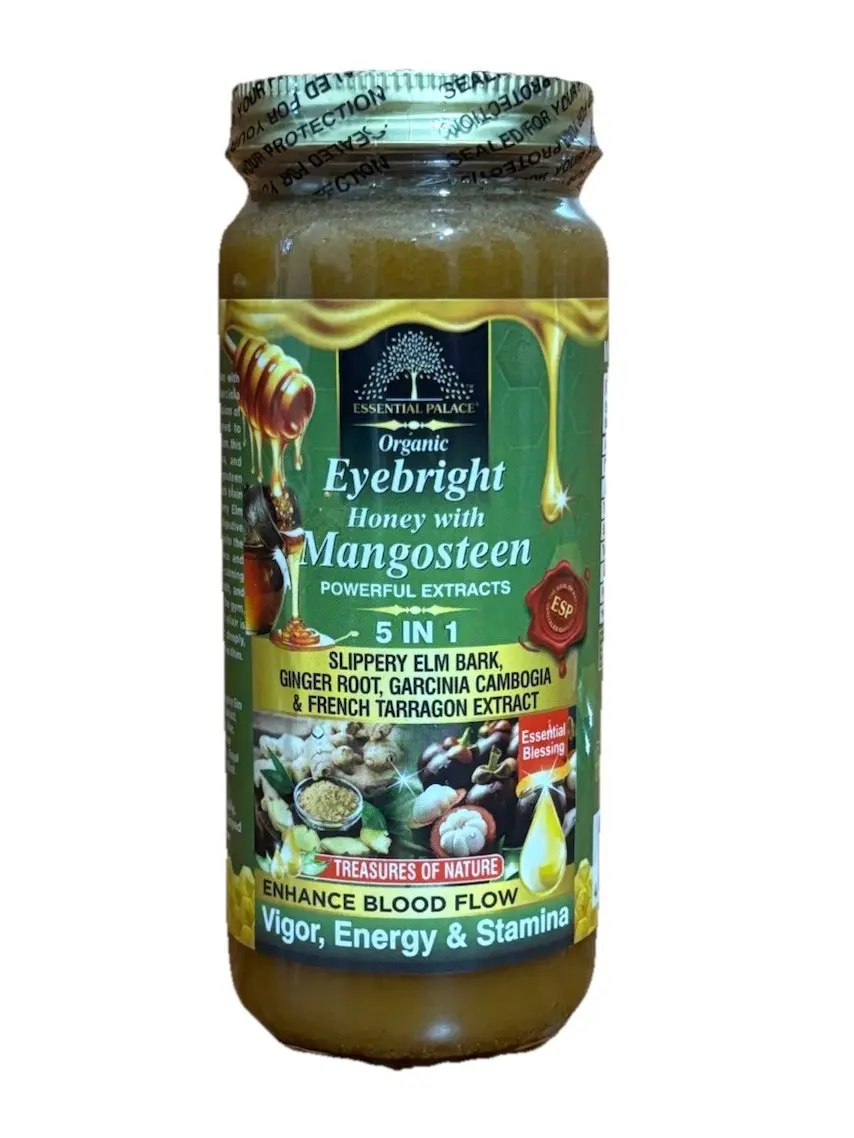 Essential Palace 5-in-1 Organic Eyebright Honey - Natural Mangosteen Herb Extracts, Sweet Flavor, Halal, Vegetarian, Suitable for Adults