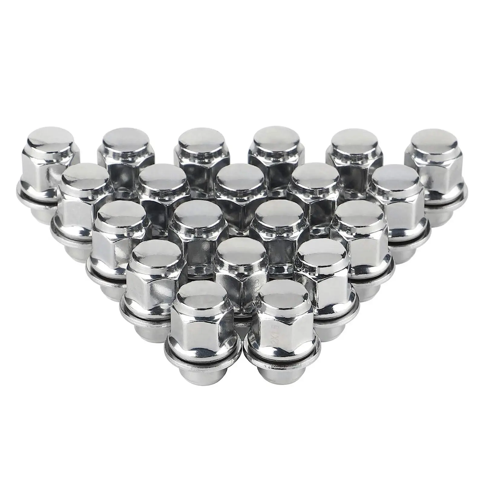 20PC Chrome Wheel Lug Nuts 12x1.5 Thread, 21mm Hex, Heavy Duty Wheel Fasteners
