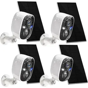 Solar Security Cameras Wireless Outdoor 4 Pack, 2K Battery Powered Cameras for Home Security, Color Night Vision, Motion Detection, 2-Way Talk, IP65 Waterproof, Remote Access, Cloud/SD Storage