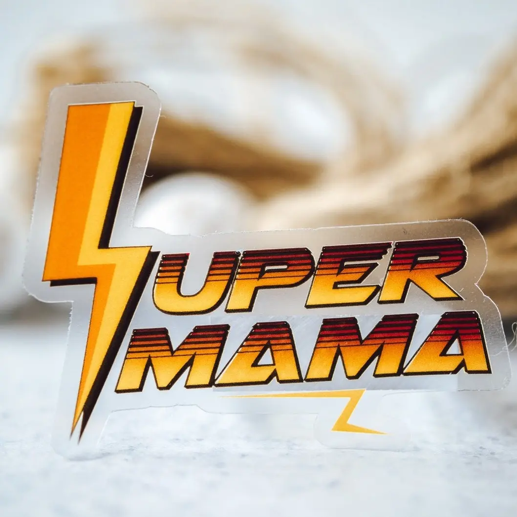 Super Mama Sticker, Fun Mom Sticker, Mom Appreciation Gift, Mothers Day Sticker, Clear Vinyl Decal, Tumbler Sticker, Water Bottle Decal