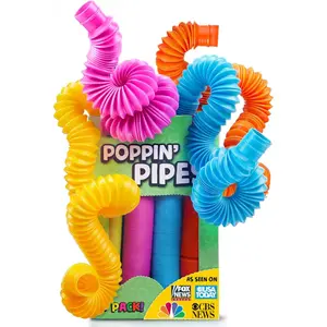Pop Tubes - Sensory Toys - Toddler Toys - Imaginative Play & Stimulating Creative Learning - Hours of Fun for Kids - Tons of Ways to Play - Non-Mouthable Toy 3+ - 4 Pack Large