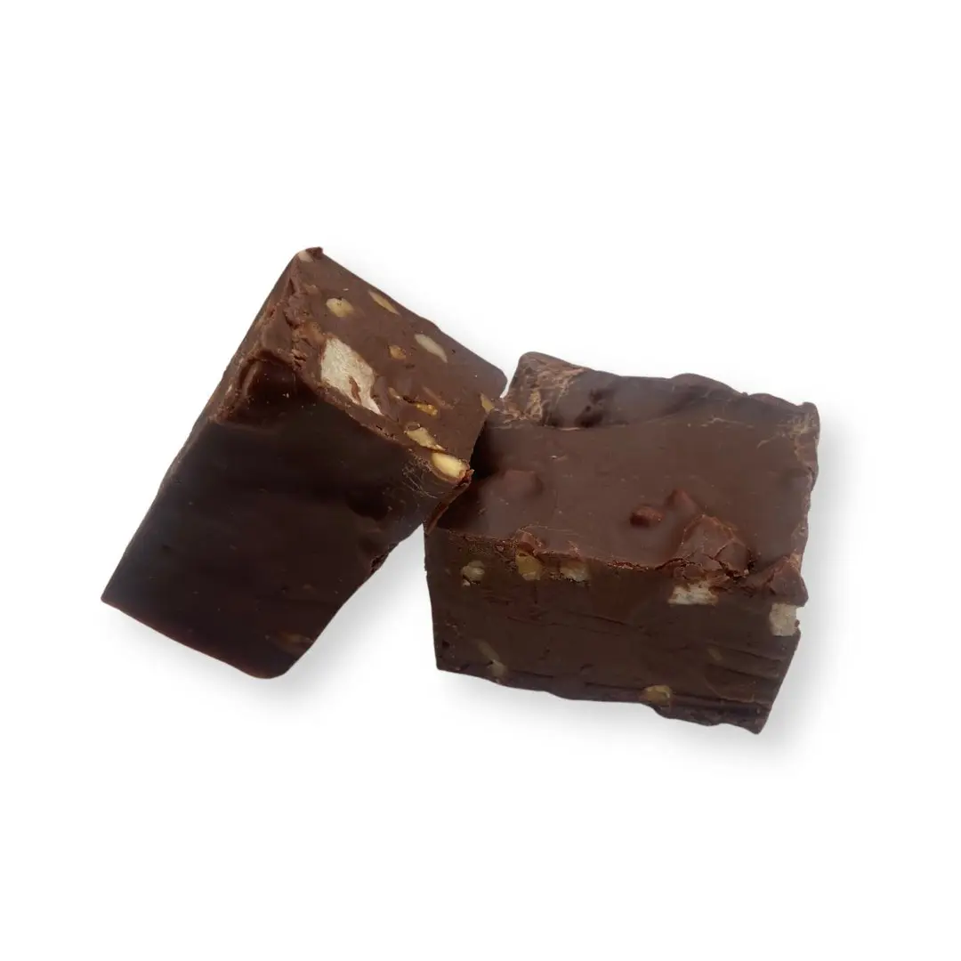 Almond Rocky Road Fudge - Soft, Chewy and Crunchy Fudge - 10 oz Chocolate Bag Milk Snack Sugar Natural