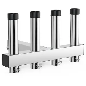 Stainless Steel Fishing Rod Holder for Car, 4 Link Tube for 2'' Hitch Receiver, Angle Adjustable Fishing Pole Hoders, No Drill & Quick Release for Truck Trailer