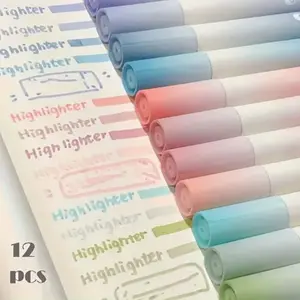 Morandi Color Gradient Highlighter Pens, Soft Pastel Colors, Elegant Notes Diary Drawing Supplies Set, Office School Use