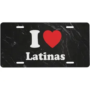 I Heart Hot Latinas Decorative License Plate Aluminum Metal Decorative Car Front License Plate, for Car, Truck or SUV 6 X 12 Inch