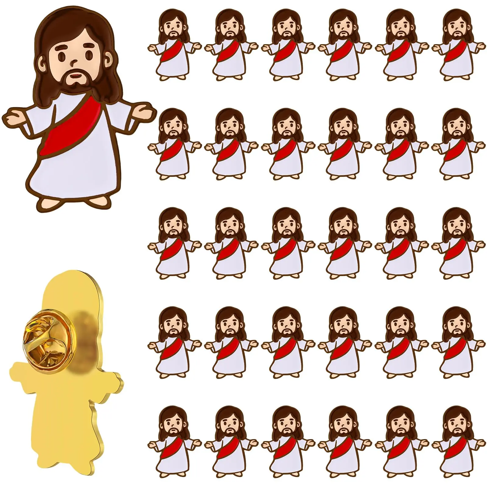 24pcs/30pcs Little Jesus Pin  I Love Jesus Brooch Christian Gift for Men Women Backpacks Jeans Hats Decoration Sunday School Baptism Gift Back to School Gift Religious Party Favor