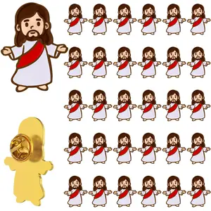 24pcs/30pcs Mother's Day Gifts I Love Jesus Pin Mini Jesus Brooch for Boys and Girl Graduation Gift Sunday School Baptism Gifts Christian Gift for Wome Teacher Nurse Appreciation Gift