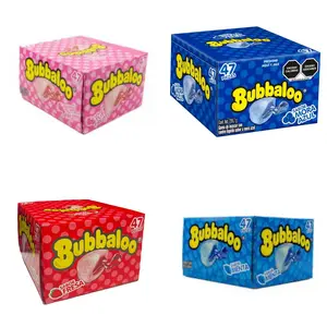 Bubbaloo Liquid-Filled Gum 47 Piece Bulk Box Classic Latin Candy Choose Your Flavor Strawberry Blue Raspberry Mint Tutti-Frutti Sweet Snack