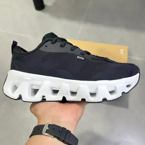 Streetwear Collab Sneakers - Monochrome Mesh & Suede with Bold Hollow Sole