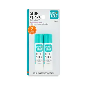 School Glue Sticks, Washable/Disappearing Purple, 2 Count